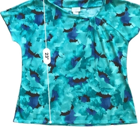 JACKLYN Smith watercolor tie-dye print blouse asymmetric ruffled neckline M - Picture 13 of 15